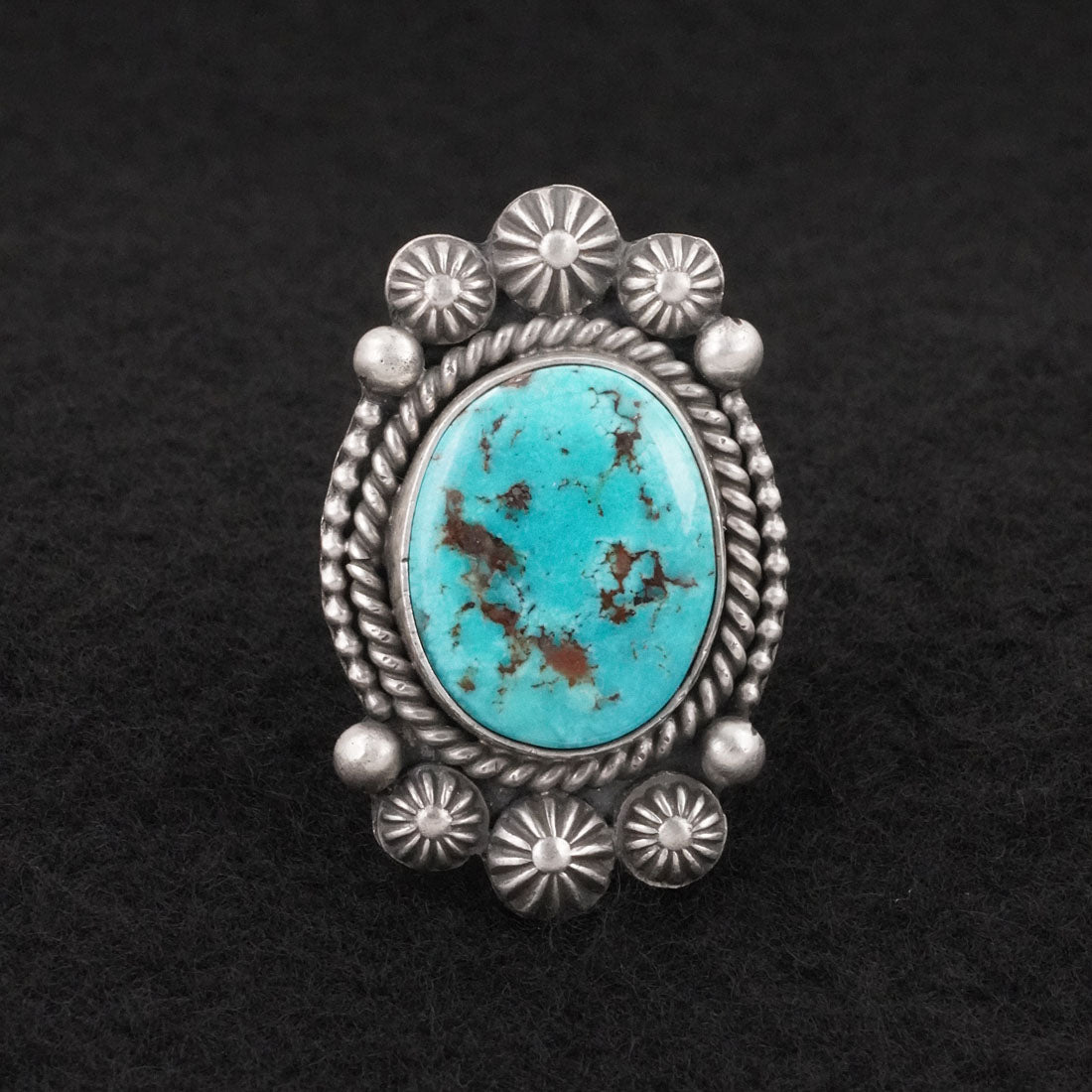 Michael Calladitto Turquoise & Sterling Silver Ring Size 8.5