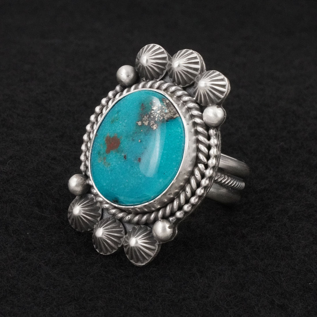 Michael Calladitto Turquoise & Sterling Silver Ring Size 8