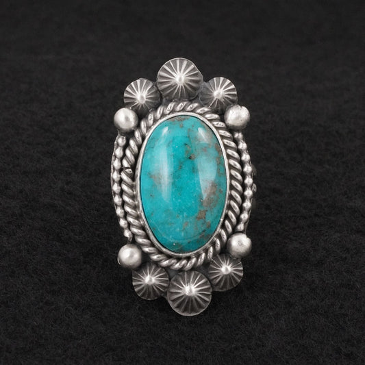 Michael Calladitto Turquoise & Sterling Silver Ring Size 7