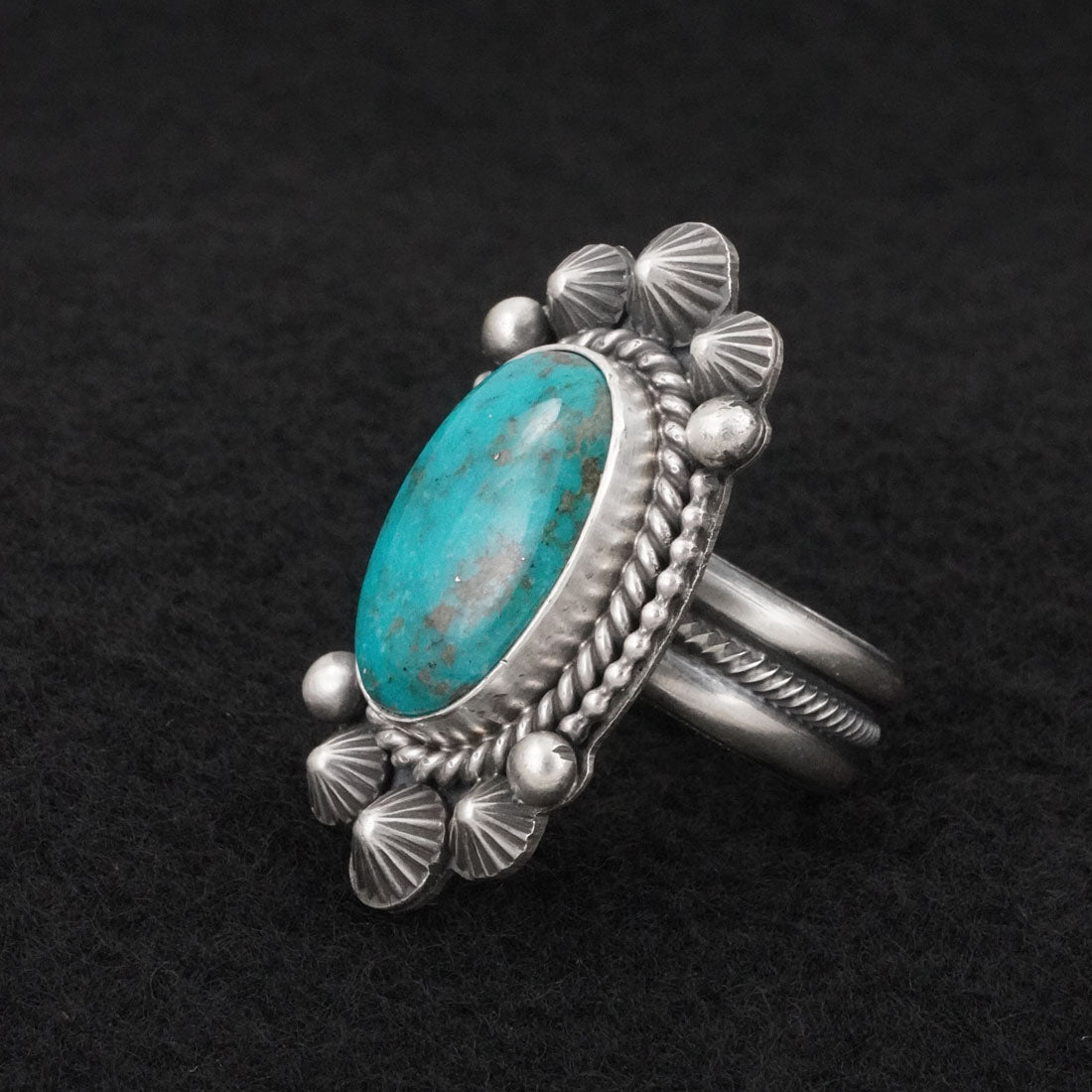 Michael Calladitto Turquoise & Sterling Silver Ring Size 7