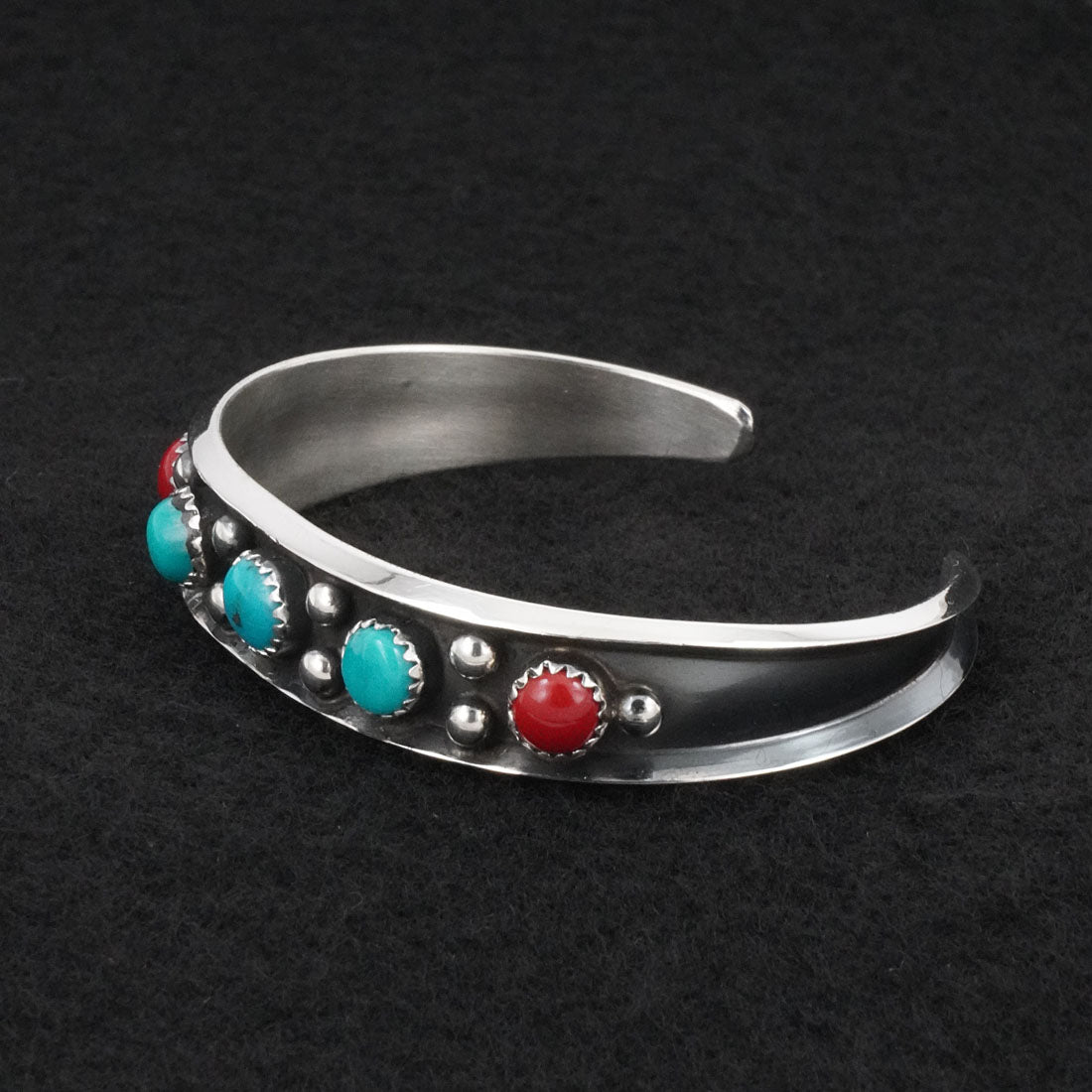 Paul Largo Turquoise, Coral & Sterling Silver Bracelet