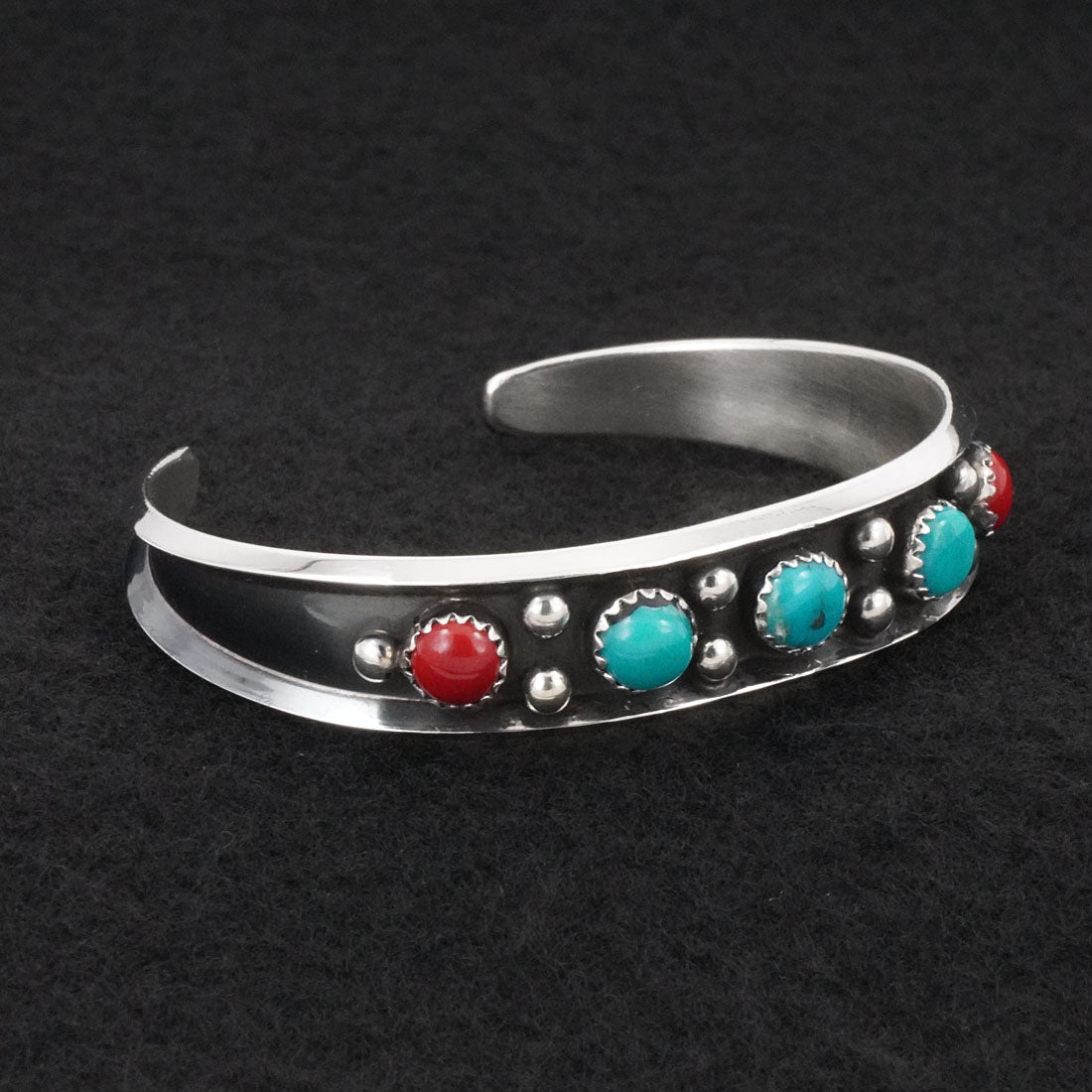 Paul Largo Turquoise, Coral & Sterling Silver Bracelet