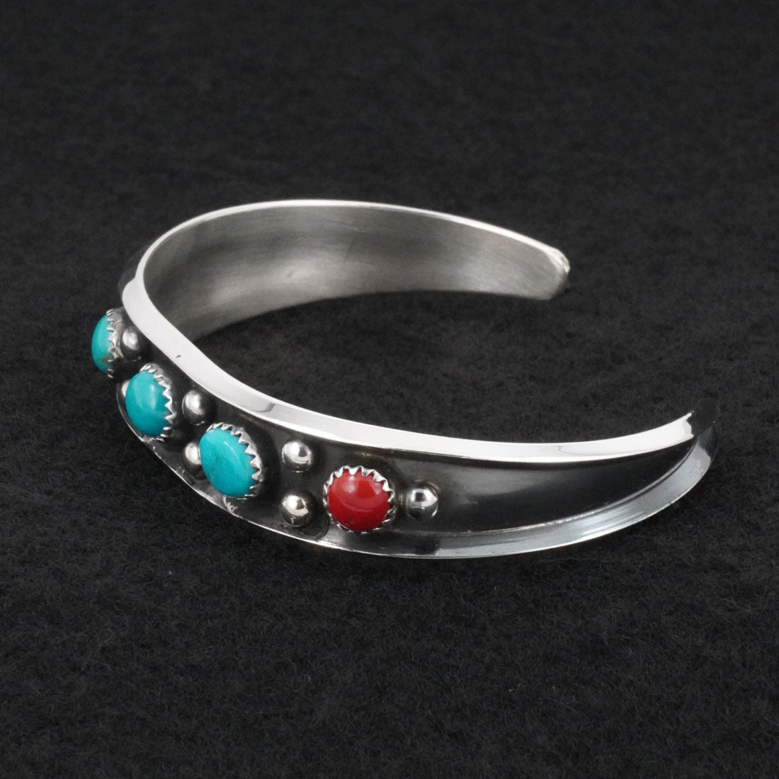 Paul Largo Turquoise, Coral & Sterling Silver Bracelet