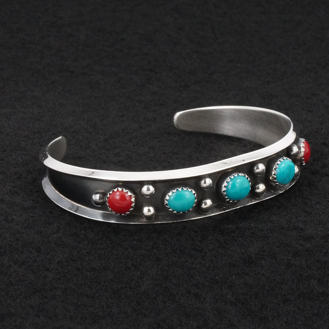 Paul Largo Turquoise, Coral & Sterling Silver Bracelet