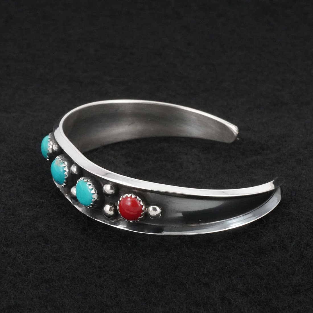 Paul Largo Turquoise, Coral & Sterling Silver Bracelet