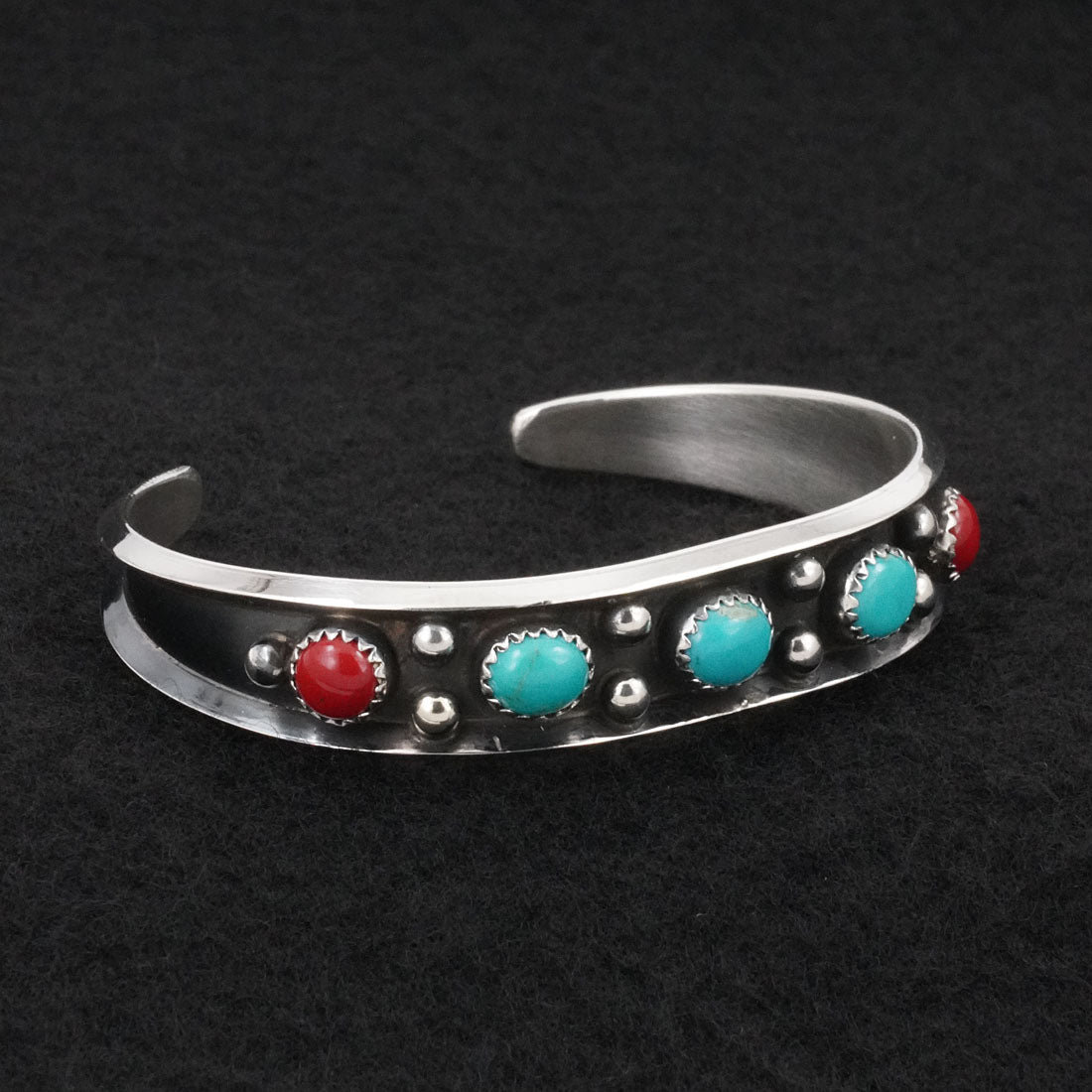 Paul Largo Turquoise, Coral & Sterling Silver Bracelet