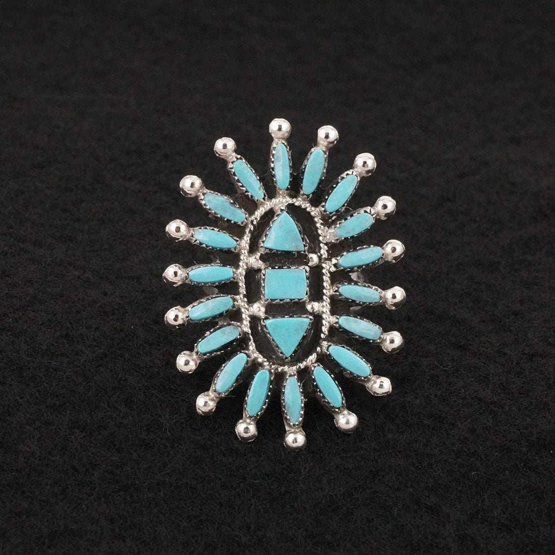 Evonne Hustito Turquoise & Sterling Silver Ring Size 8