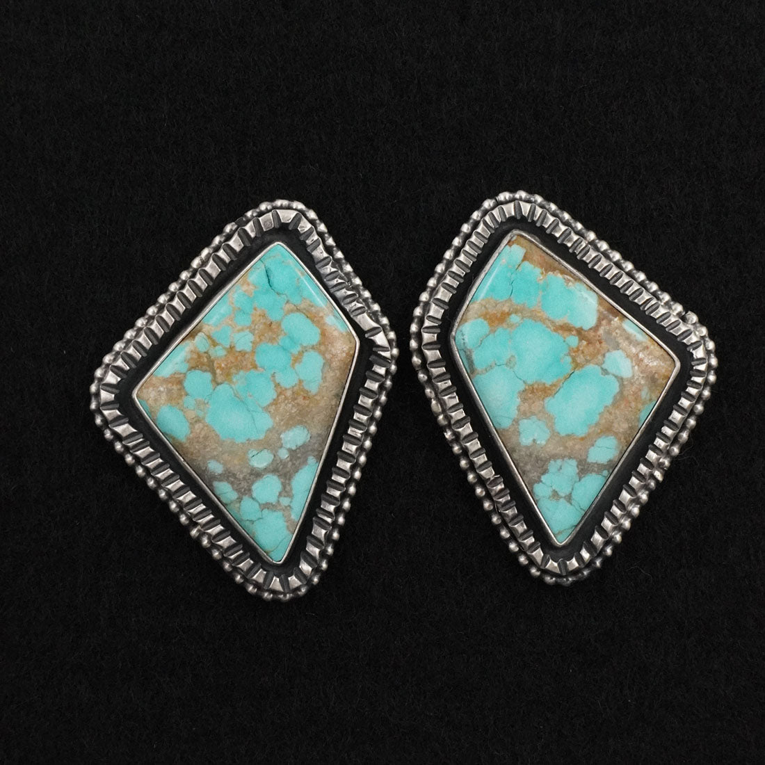 Paul Livingston Turquoise & Sterling Silver Squash Blossom Necklace Set