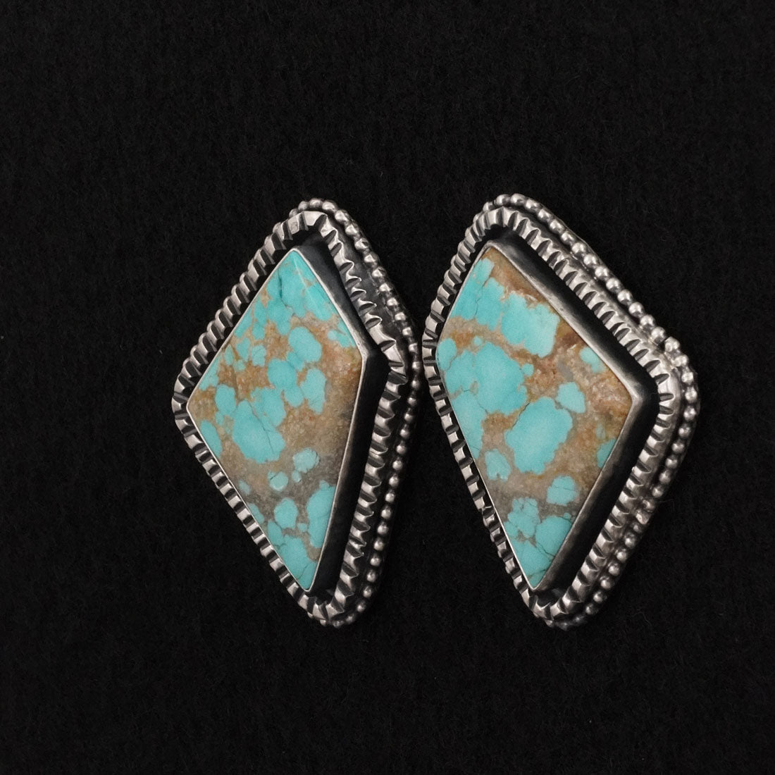 Paul Livingston Turquoise & Sterling Silver Squash Blossom Necklace Set