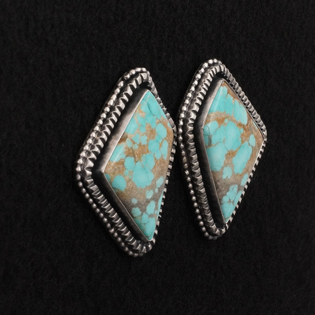 Paul Livingston Turquoise & Sterling Silver Squash Blossom Necklace Set