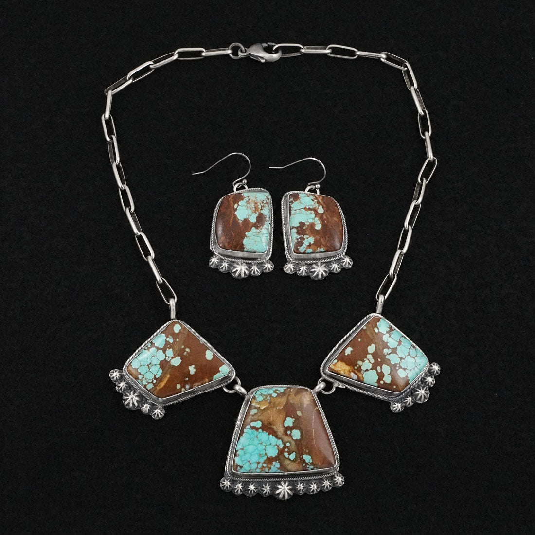 Bobby Johnson Turquoise & Sterling Silver Necklace Set