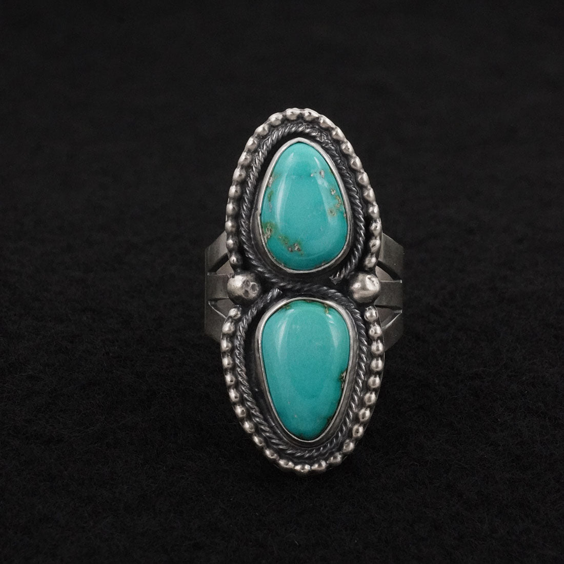 Bobby Johnson Turquoise & Sterling Silver Ring Size 8