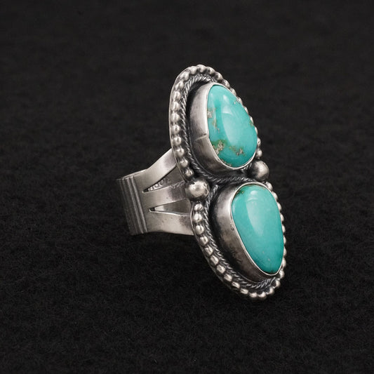 Bobby Johnson Turquoise & Sterling Silver Ring Size 8