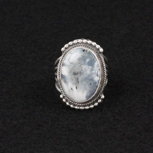 Kathleen Livingston White Buffalo & Sterling Silver Ring Size 6.5