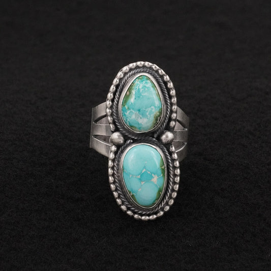 Bobby Johnson Turquoise & Sterling Silver Ring Size 10