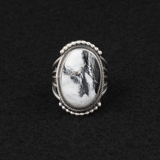 Kathleen Livingston White Buffalo & Sterling Silver Ring Size 7