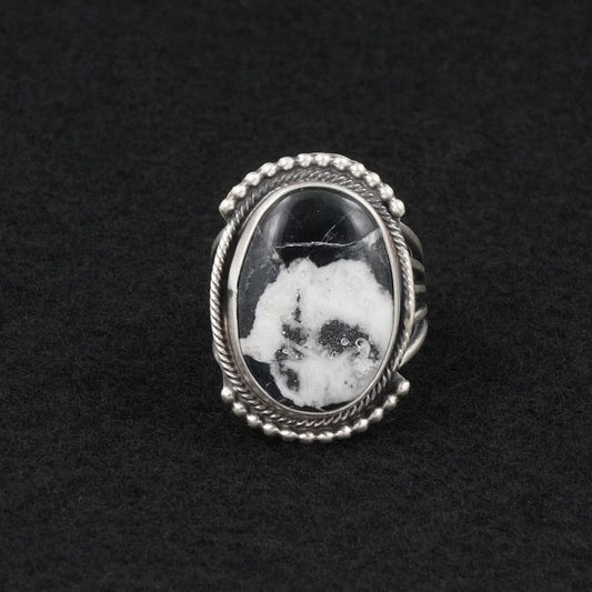 Kathleen Livingston White Buffalo & Sterling Silver Ring Size 8.5