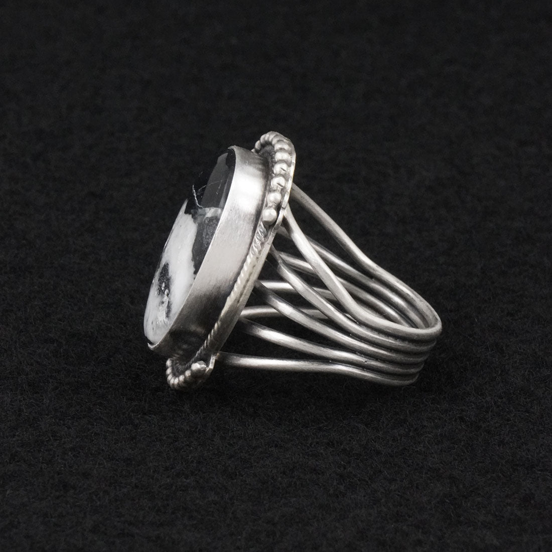 Kathleen Livingston White Buffalo & Sterling Silver Ring Size 8.5