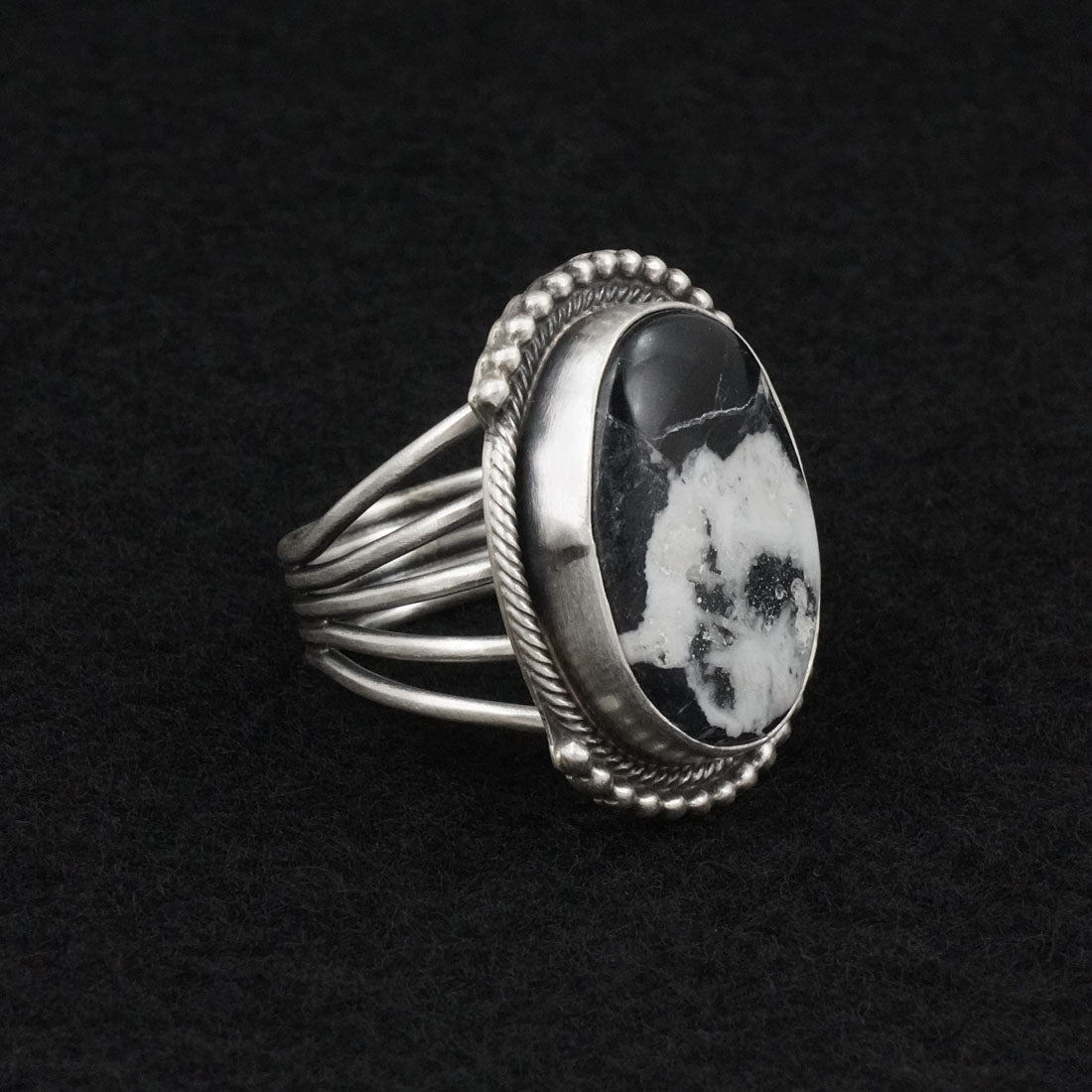 Kathleen Livingston White Buffalo & Sterling Silver Ring Size 8.5