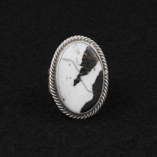 Kathleen Livingston White Buffalo & Sterling Silver Ring Size 6.5