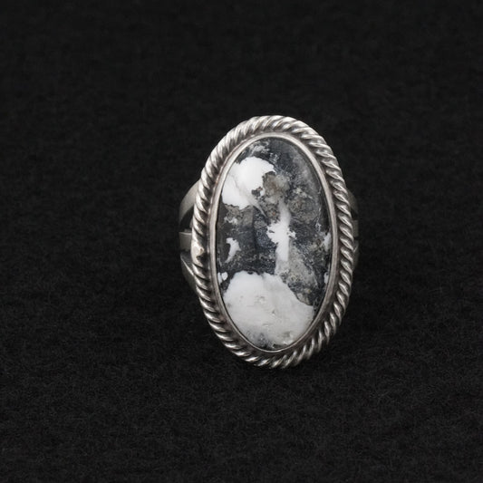 Kathleen Livingston White Buffalo & Sterling Silver Ring Size 7