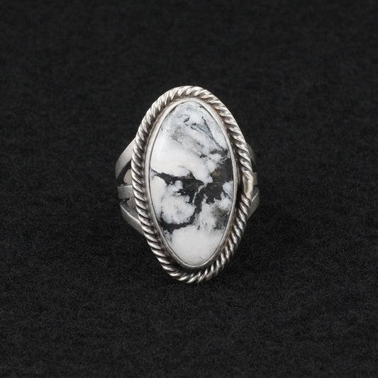Kathleen Livingston White Buffalo & Sterling Silver Ring Size 7.5