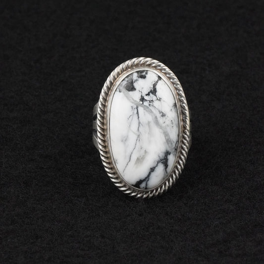 Kathleen Livingston White Buffalo & Sterling Silver Ring Size 8