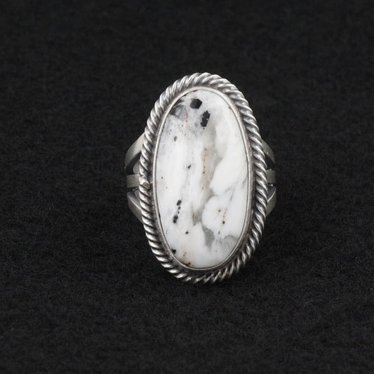 Kathleen Livingston White Buffalo & Sterling Silver Ring Size 8.5