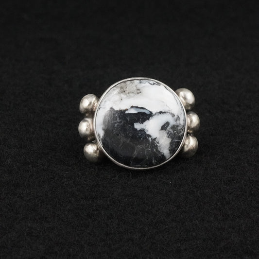 Kathleen Livingston White Buffalo & Sterling Silver Ring Size 7.5