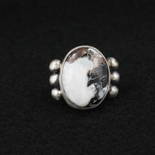 Kathleen Livingston White Buffalo & Sterling Silver Ring Size 8