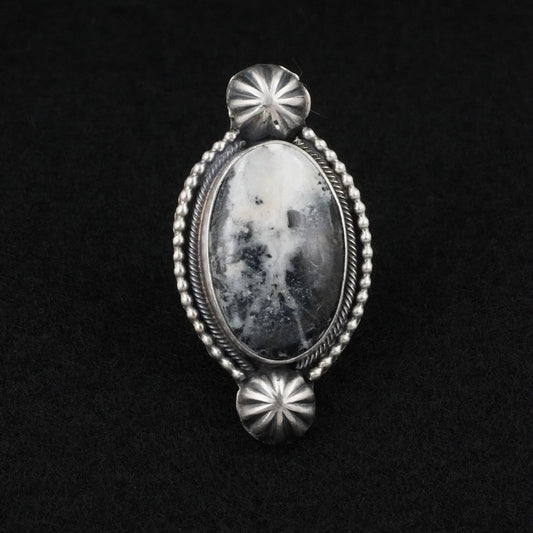 Kathleen Livingston White Buffalo & Sterling Silver Ring Size 6.5