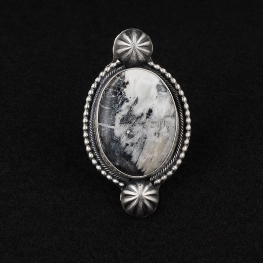 Kathleen Livingston White Buffalo & Sterling Silver Ring Size 7.5