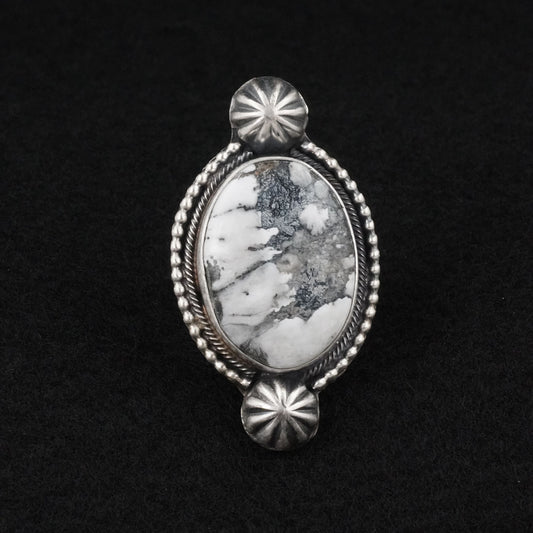 Kathleen Livingston White Buffalo & Sterling Silver Ring Size 8.5