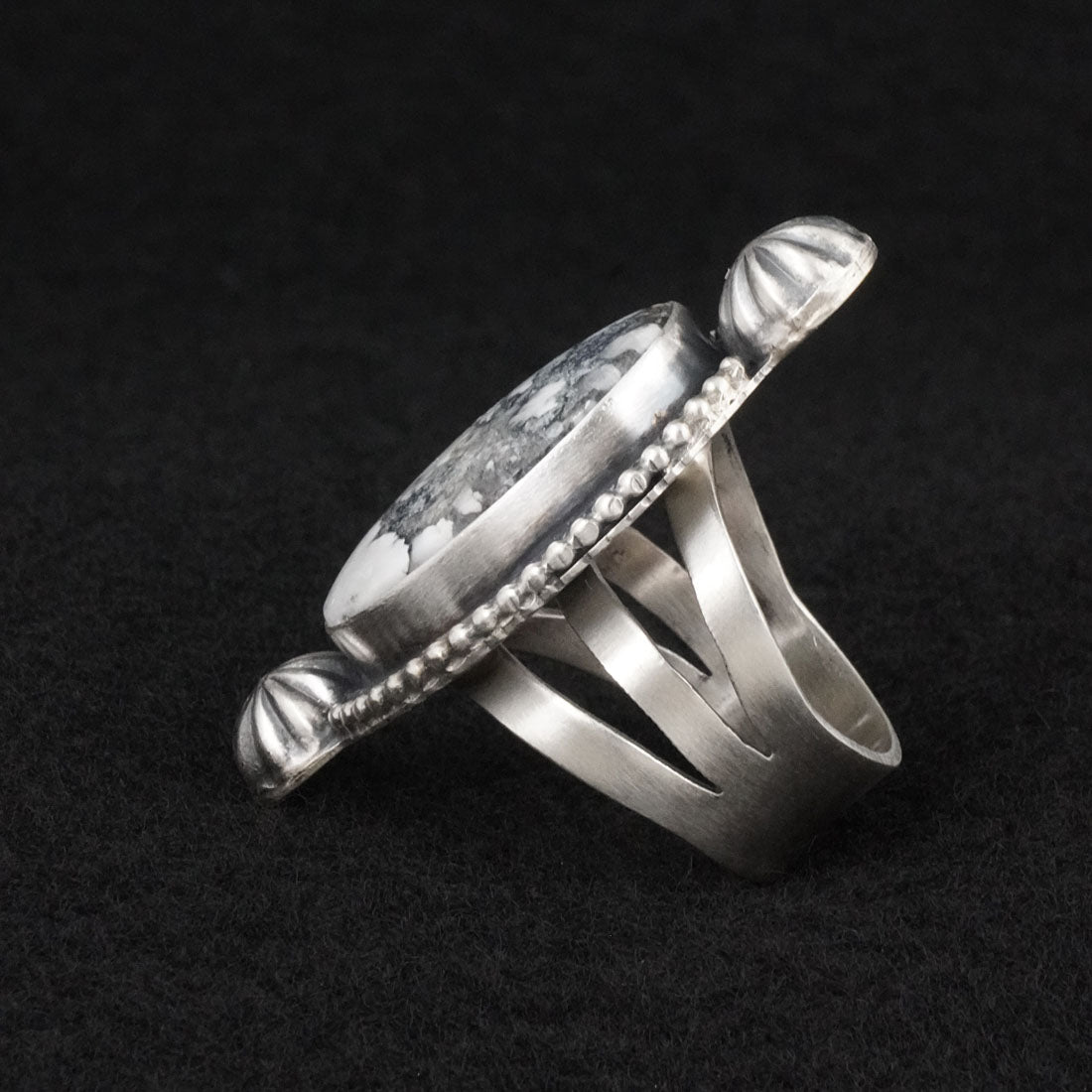 Kathleen Livingston White Buffalo & Sterling Silver Ring Size 8.5