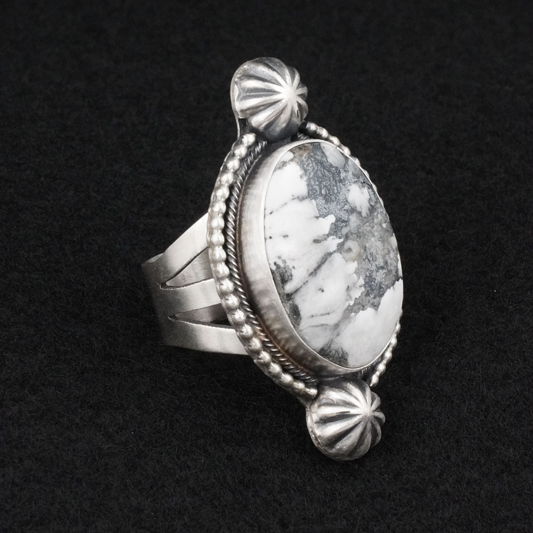 Kathleen Livingston White Buffalo & Sterling Silver Ring Size 8.5