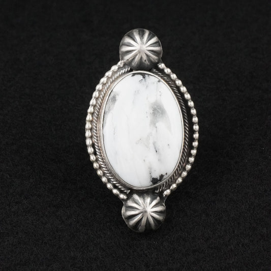 Kathleen Livingston White Buffalo & Sterling Silver Ring Size 8.5
