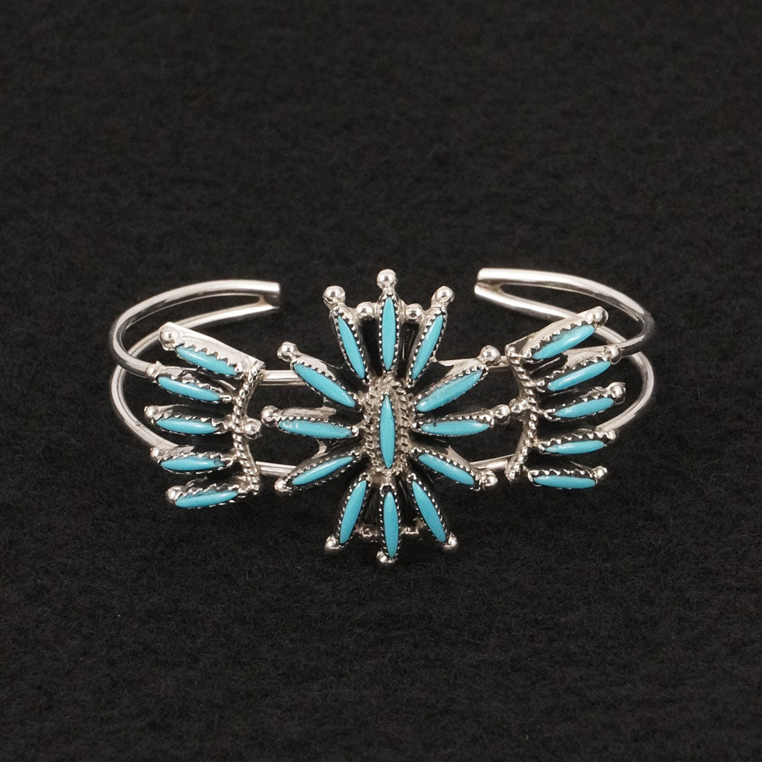 Gerald Etsate Turquoise & Sterling Silver Squash Blossom Set