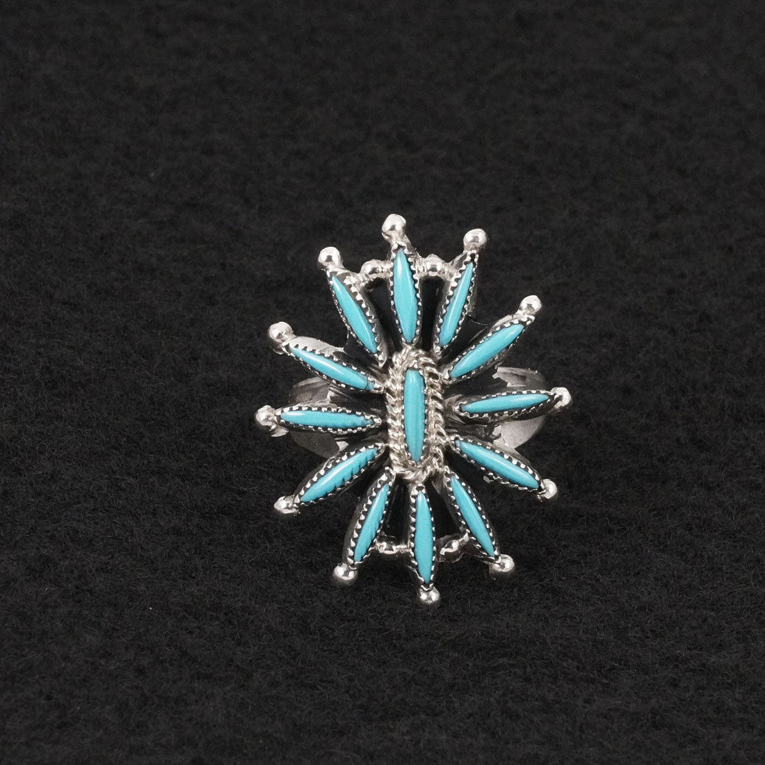 Gerald Etsate Turquoise & Sterling Silver Squash Blossom Set