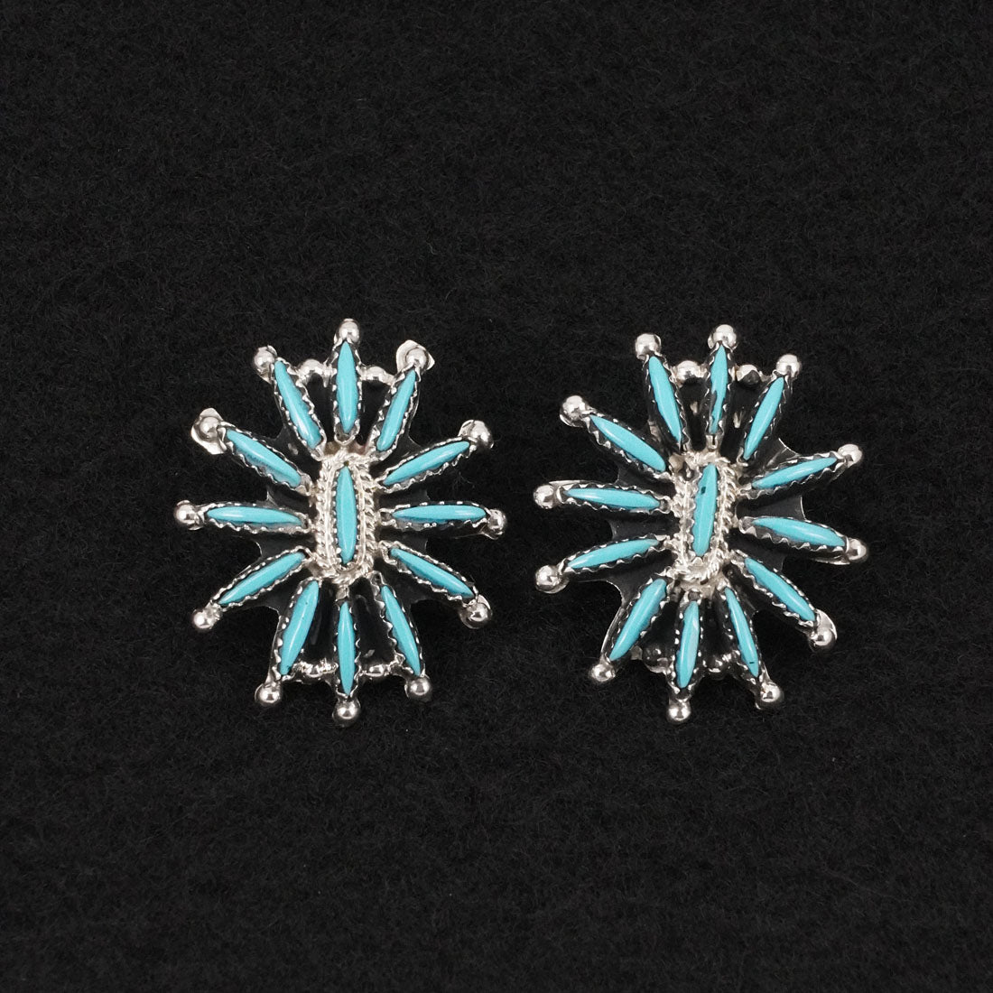 Gerald Etsate Turquoise & Sterling Silver Squash Blossom Set