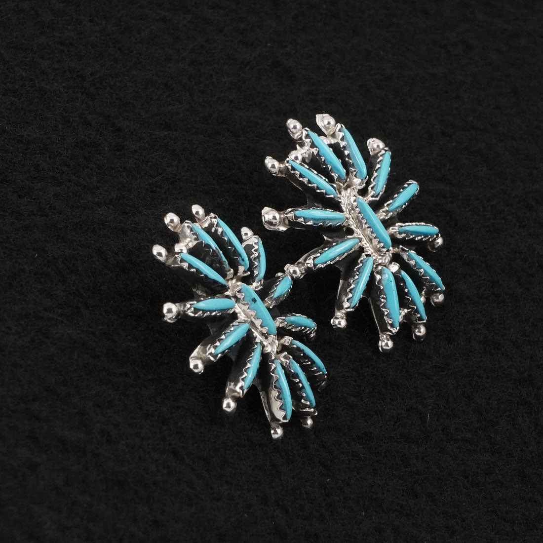 Gerald Etsate Turquoise & Sterling Silver Squash Blossom Set