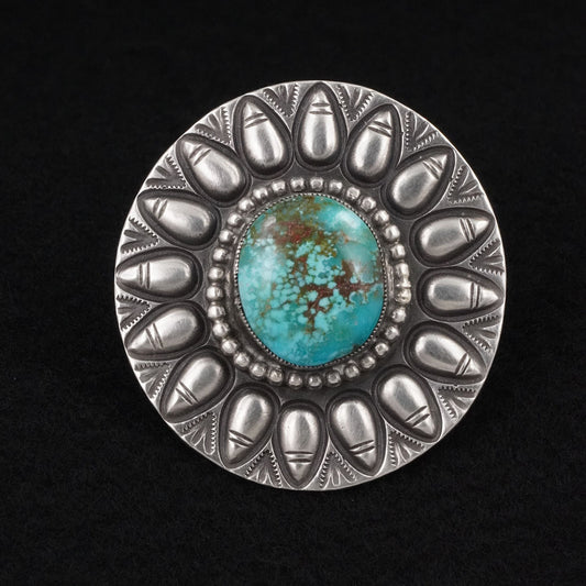 Calvin Martinez Turquoise & Sterling Silver Ring Size 8.5