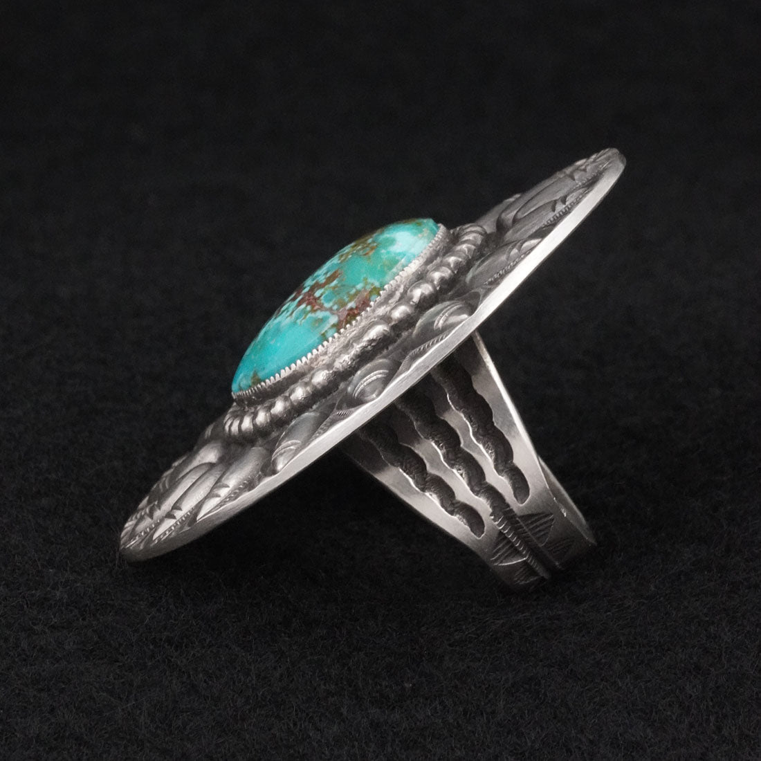Calvin Martinez Turquoise & Sterling Silver Ring Size 8.5