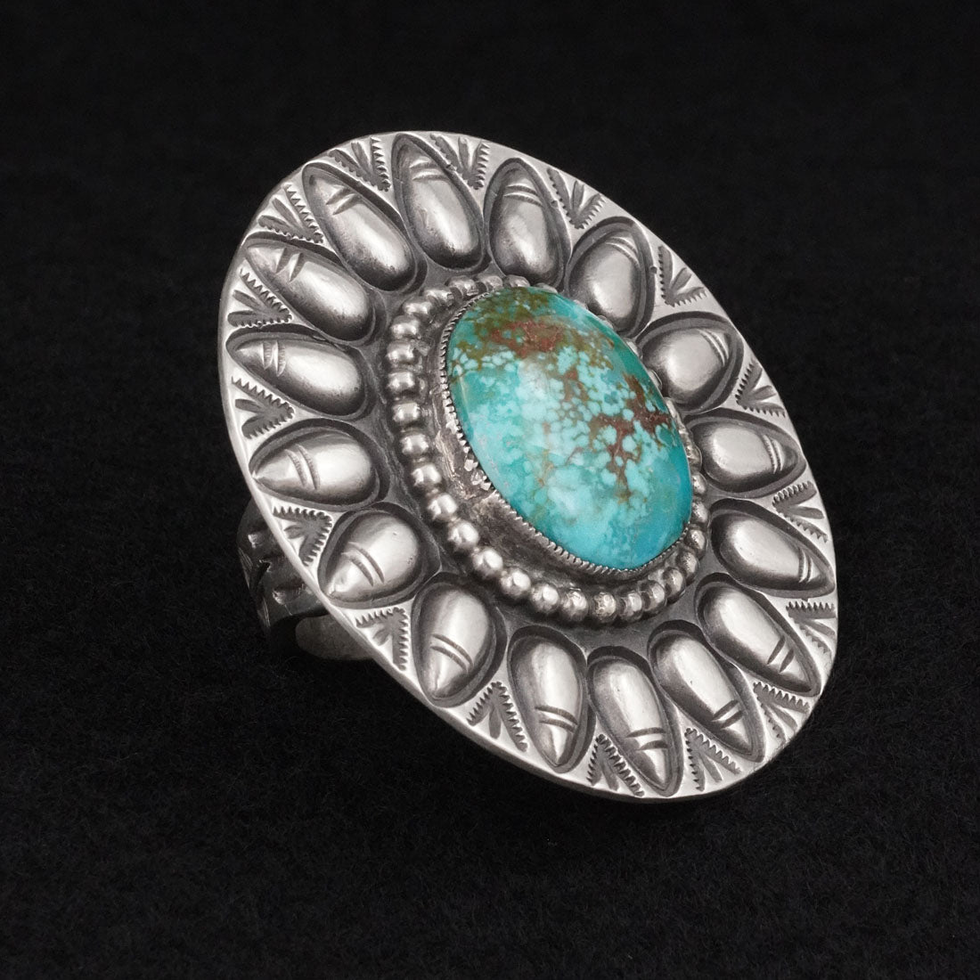 Calvin Martinez Turquoise & Sterling Silver Ring Size 8.5