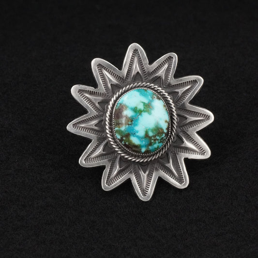 Calvin Martinez Turquoise & Sterling Silver Ring Size 9