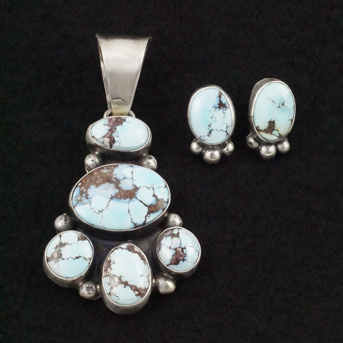 Darrin Livingston Turquoise & Sterling Silver Earrings & Pendant