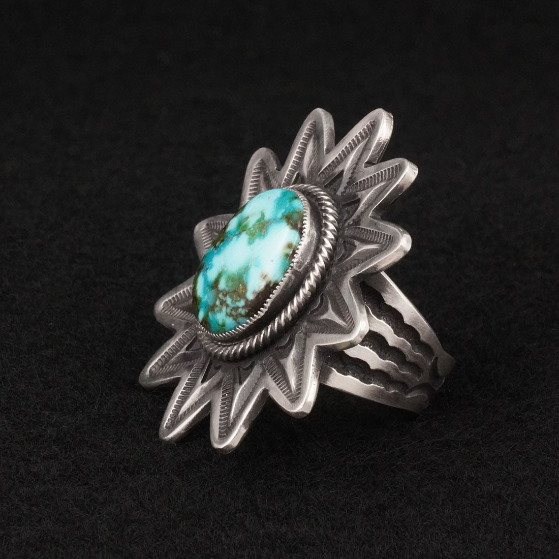Calvin Martinez Turquoise & Sterling Silver Ring Size 9