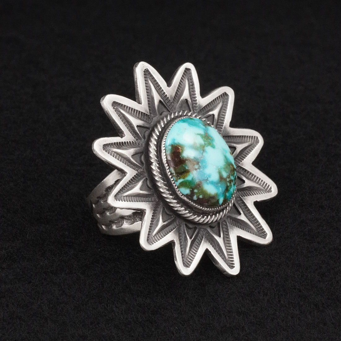 Calvin Martinez Turquoise & Sterling Silver Ring Size 8.5