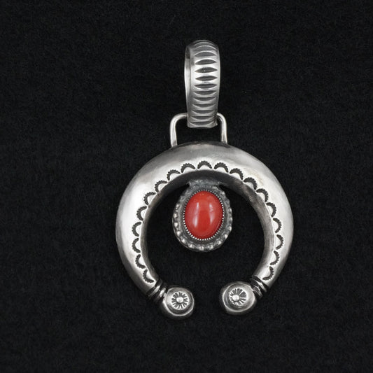 Calvin Martinez Coral & Sterling Silver Pendant