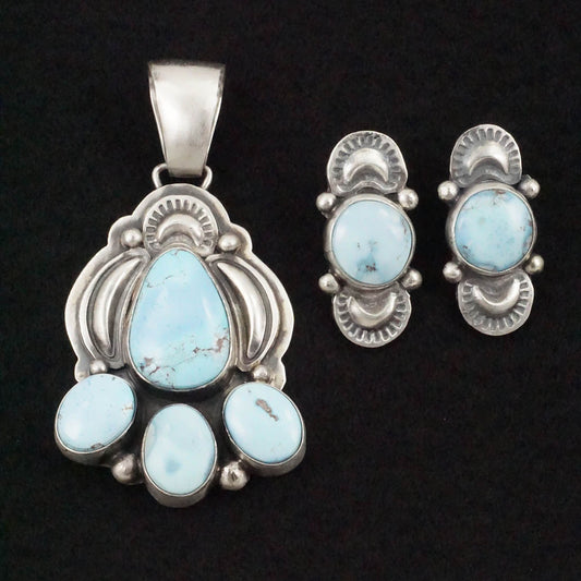 Darrin Livingston Turquoise & Sterling Silver Earrings & Pendant