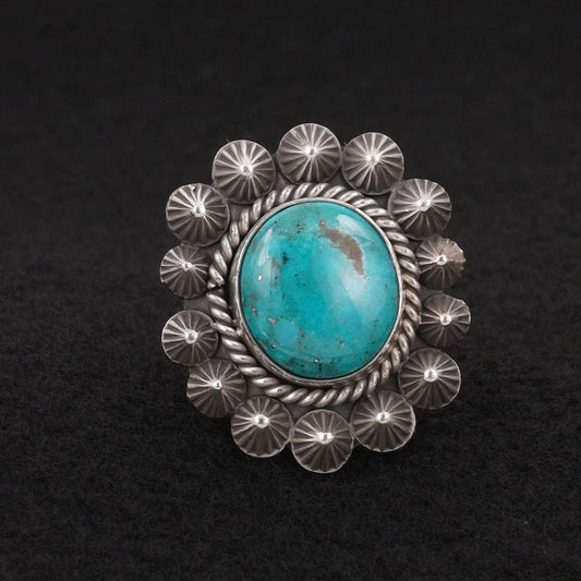 Michael Calladitto Turquoise & Sterling Silver Ring Size 8.5